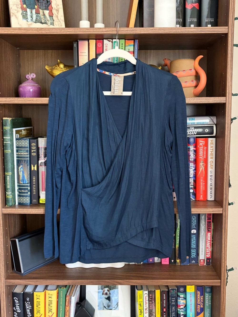 Blue Wrap Effect Blouse
